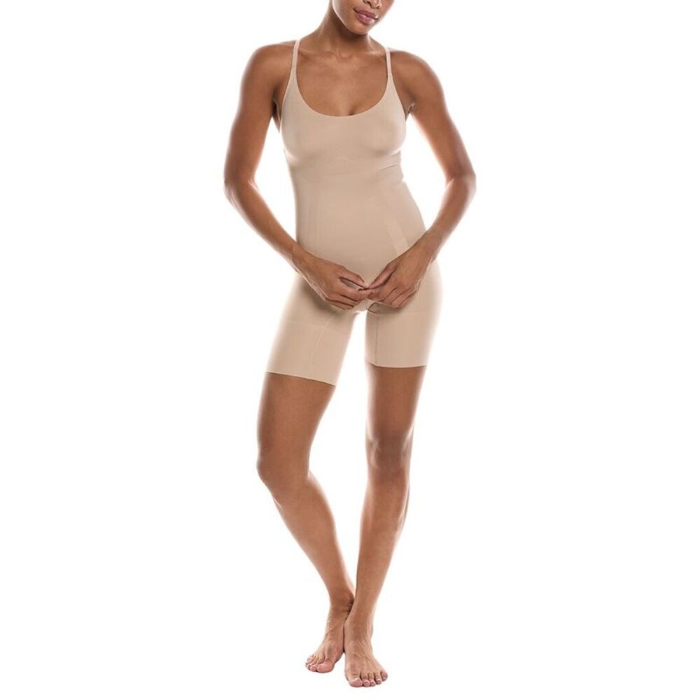 Calvin Klein Womens  Secure Sculpt Mid Thigh Bodysuit, Brown